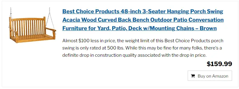 How Much Weight Can A Porch Swing Hold