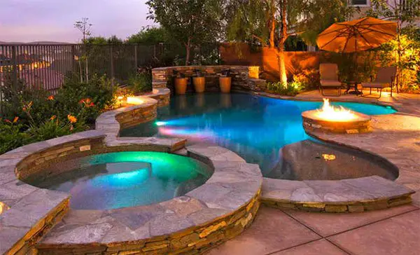 Swimming Pool with Fire Pit Ideas