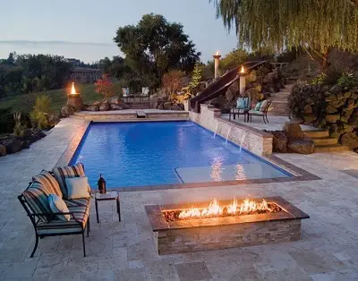 Swimming Pool with Fire Pit Ideas